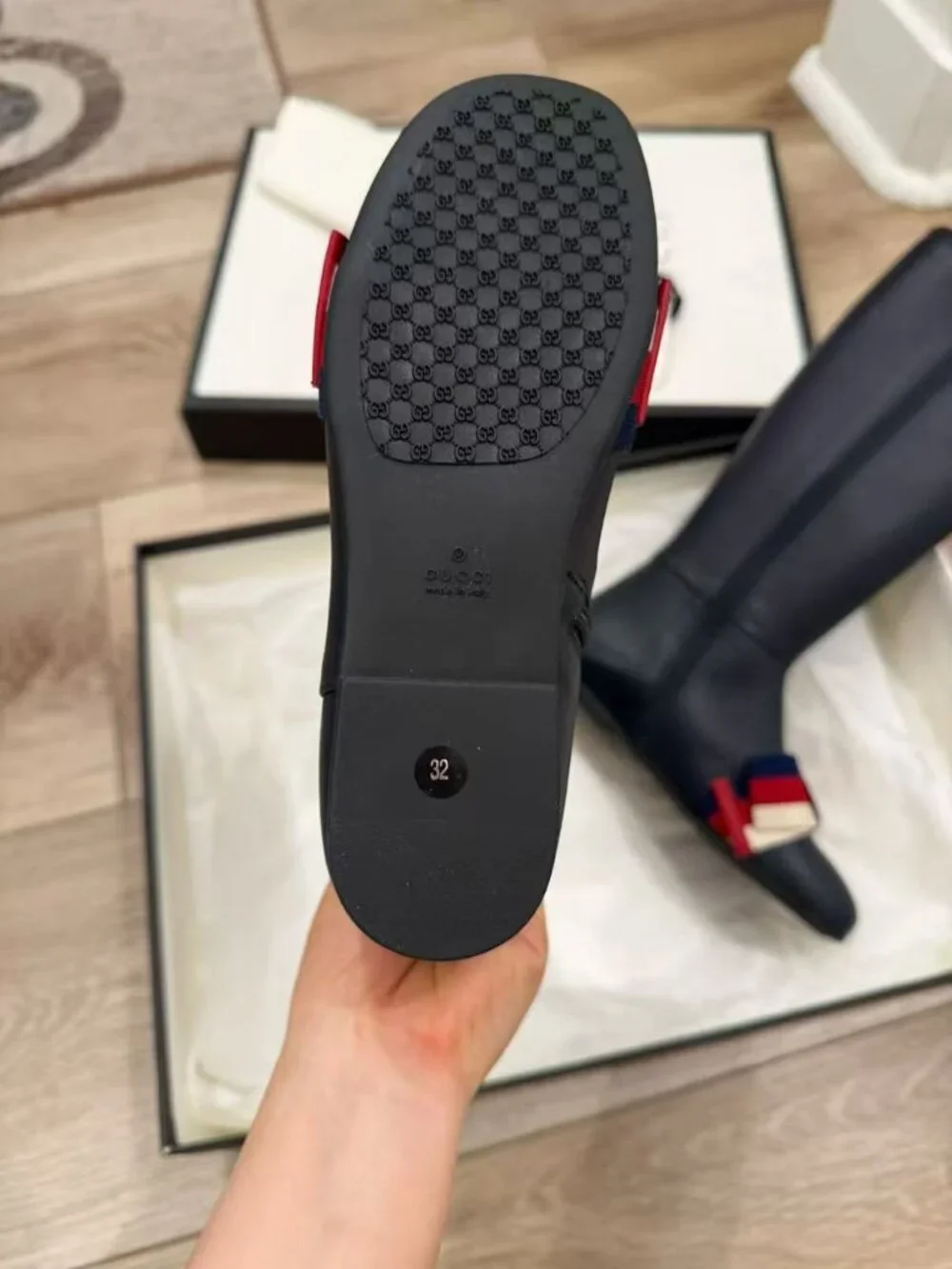 NIB Authentic Gucci Kids knee-high riding boots